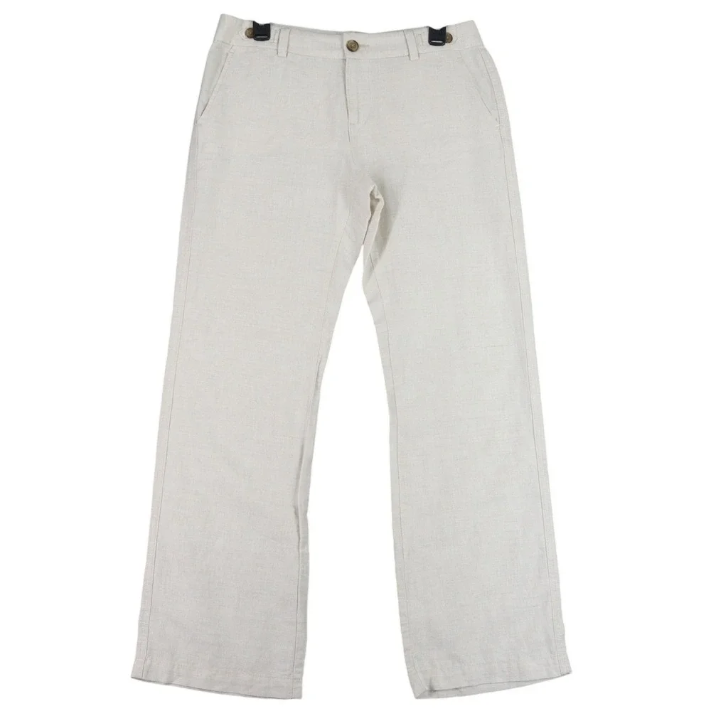 Banana Republic Linen Flowy Wide Leg Pants Women 4 Button Summer Workwear